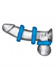 Комплект из трех голубых эрекционных колец 3-Pack Ribbed Rider Cock Ring Set - BlueLine - в Нижнем Новгороде купить с доставкой