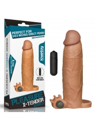 Коричневая насадка на пенис Add 3 Pleasure X Tender Vibrating Penis Sleeve с вибропулей - 20 см. - Lovetoy - #SOTBIT_REGIONS_UF_V_REGION_NAME# купить с доставкой