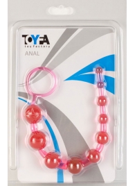 Розовая анальная цепочка из 10 шариков - 25 см. - Toyfa Basic