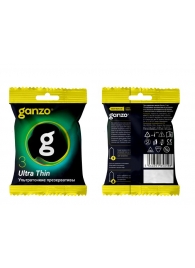 Ультратонкие презервативы Ganzo Ultra thin в мягкой упаковке - 3 шт. - Ganzo - купить с доставкой #SOTBIT_REGIONS_UF_V_REGION_NAME#