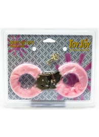 Розовые меховые наручники с ключами - Toy Joy - купить с доставкой в Нижнем Новгороде