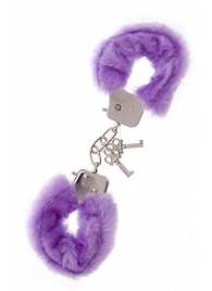 Фиолетовые меховые наручники METAL HANDCUFF WITH PLUSH LAVENDER - Dream Toys - купить с доставкой в Нижнем Новгороде