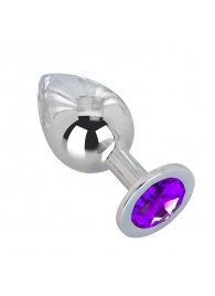 Большой плаг из стали с фиолетовым кристаллом Violet Dream - 9,5 см. - Erotic Fantasy - купить с доставкой в Нижнем Новгороде