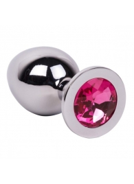 Большой стальной плаг с розовым кристаллом Pink Bubble Gum - 9,5 см. - Erotic Fantasy - купить с доставкой в Нижнем Новгороде