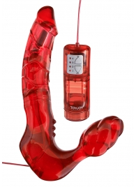 Безремневой вагинальный страпон с вибратором Bend Over Boyfriend Red - 21 см. - Toy Joy - купить с доставкой в Нижнем Новгороде