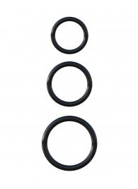 Набор из трех черных эрекционных колец Silicone 3-Ring Stamina Set - Pipedream - в Нижнем Новгороде купить с доставкой
