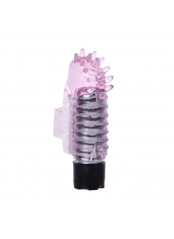 Розовый вибростимулятор с шипиками на палец - Baile
