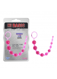 Розовая анальная цепочка с колечком Sassy Anal Beads - 26,7 см. - Chisa