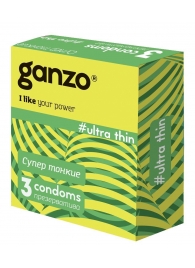 Ультратонкие презервативы Ganzo Ultra thin - 3 шт. - Ganzo - купить с доставкой в Нижнем Новгороде