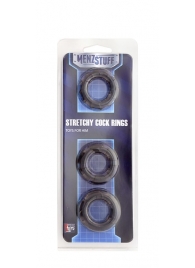 Набор из 3 чёрных эрекционных колец MENZSTUFF STRETCHY COCK RINGS - Dream Toys - #SOTBIT_REGIONS_UF_V_REGION_NAME# купить с доставкой