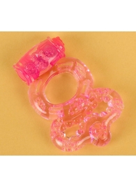 Розовое эрекционное кольцо с вибратором и подхватом - Toyfa Basic - в Нижнем Новгороде купить с доставкой