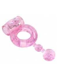 Розовое эрекционное кольцо с вибратором и хвостом - Toyfa Basic - в Нижнем Новгороде купить с доставкой