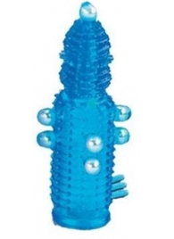 Голубая эластичная насадка на пенис с жемчужинами, точками и шипами Pearl Stimulator - 11,5 см. - Tonga - в Нижнем Новгороде купить с доставкой