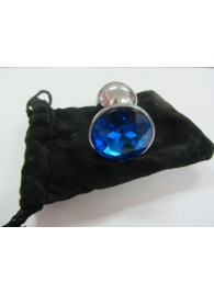 Анальное украшение BUTT PLUG  Small с синим кристаллом - 7 см. - Anal Jewelry Plug - купить с доставкой в Нижнем Новгороде