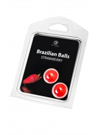 Набор из 2 шариков с массажным маслом Brazilian Balls с ароматом клубники - Secret Play - купить с доставкой в Нижнем Новгороде