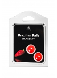 Набор из 2 шариков с массажным маслом Brazilian Balls с ароматом клубники - Secret Play - купить с доставкой в Нижнем Новгороде