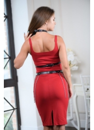 Черно-серебристая портупея-юбка plus size с цепочками - БДСМ Арсенал - купить с доставкой в Нижнем Новгороде