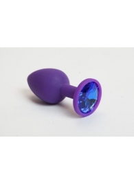 Фиолетовая силиконовая пробка с синим стразом - 7,1 см. - 4sexdreaM - купить с доставкой в Нижнем Новгороде
