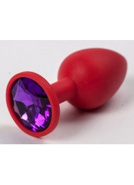 Красная силиконовая пробка с фиолетовым кристаллом - 7,1 см. - 4sexdreaM - купить с доставкой в Нижнем Новгороде