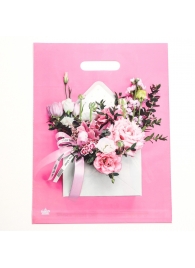 Розовый пакет с цветочным принтом и вырубной ручкой (40х31 см) - Сима-Ленд - купить с доставкой в Нижнем Новгороде