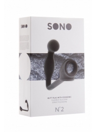 Чёрная анальная пробка с эрекционным кольцом SONO №2 - 11,4 см. - Shots Media BV - в Нижнем Новгороде купить с доставкой