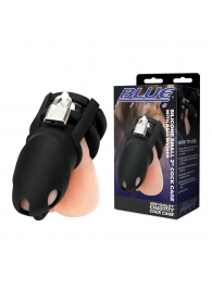 Черная клетка для пениса Silicone Small 2 in Cock Cage With Ball Divider - BlueLine - купить с доставкой в Нижнем Новгороде