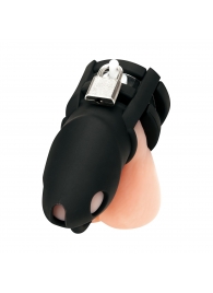 Черная клетка для пениса Silicone Small 2 in Cock Cage With Ball Divider - BlueLine - купить с доставкой в Нижнем Новгороде