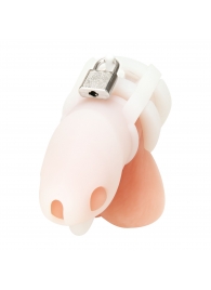 Белая клетка для пениса Silicone Small 2 in Cock Cage With Ball Divider - BlueLine - купить с доставкой в Нижнем Новгороде