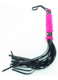 Плеть из лака с розовым мехом BDSM Light - 43 см. - БДСМ Арсенал - купить с доставкой в Нижнем Новгороде