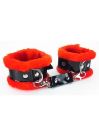 Красные наручники с мехом BDSM Light - БДСМ Арсенал - купить с доставкой в Нижнем Новгороде