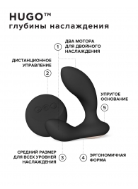 Черный вибромассажер простаты с пультом ДУ Hugo 2 Remote - Lelo - в Нижнем Новгороде купить с доставкой