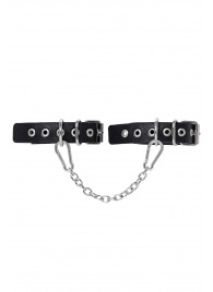 Черные оковы из одного ремешка с люверсами - Pecado - купить с доставкой в Нижнем Новгороде