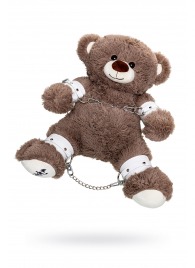 Бондажный набор: бурый мишка с белыми оковами и наручниками - Pecado - купить с доставкой в Нижнем Новгороде