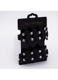 Черные кожаные наручники из звеньев - Crazy Handmade - купить с доставкой в Нижнем Новгороде