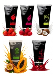 Набор из 5 съедобных лубрикантов JUJU (клубника, малина, тропические фрукты, вишня, кокос) - JuJu - купить с доставкой в Нижнем Новгороде