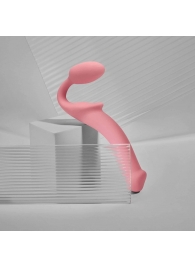 Розовый безремневой страпон Strap-on-me Semi-Realistic Bendable Strap-On size M - Strap-on-me - купить с доставкой в Нижнем Новгороде