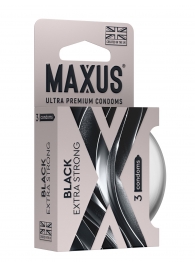 Черные утолщенные презервативы MAXUS Extra Strong с железным кейсом - 3 шт. - Maxus - купить с доставкой в Нижнем Новгороде