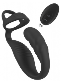 Черное эрекционное кольцо со стимуляцией промежности и анальной пробкой Cock Ring with RC Prostate Plug - Orion - в Нижнем Новгороде купить с доставкой