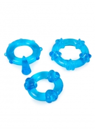 Набор из 3 синих эрекционных колец с различным рельефом - Erowoman-Eroman - в Нижнем Новгороде купить с доставкой