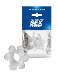 Прозрачное эрекционное кольцо с 6 стимулирующими шариками - Sex Expert - в Нижнем Новгороде купить с доставкой