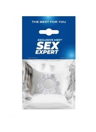 Прозрачное эрекционное кольцо с шариками и шипами - Sex Expert - в Нижнем Новгороде купить с доставкой