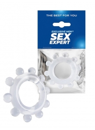 Прозрачное эрекционное кольцо со стимулирующими шариками - Sex Expert - в Нижнем Новгороде купить с доставкой