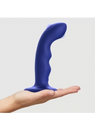 Синяя насадка-стимулятор Strap-On-Me Tapping Dildo Wave - Strap-on-me - купить с доставкой в Нижнем Новгороде
