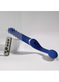 Синий безремневой страпон Multi Orgasm Bendable Strap-On size L с клиторальной стимуляцией - Strap-on-me - купить с доставкой в Нижнем Новгороде