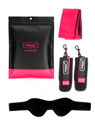 Черно-розовый эротический набор: маска, наручники и повязка - Erokay - купить с доставкой в Нижнем Новгороде