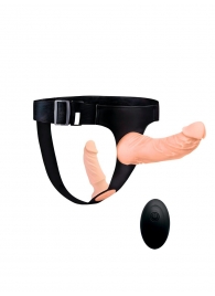 Женский страпон с 2 насадками, вибрацией и пультом ДУ - Erowoman-Eroman - купить с доставкой в Нижнем Новгороде