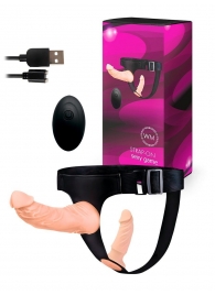 Женский страпон с 2 насадками, вибрацией и пультом ДУ - Erowoman-Eroman - купить с доставкой в Нижнем Новгороде