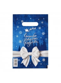 Сине-белый подарочный новогодний пакет с вырубной ручкой (20х30 см) - Сима-Ленд - купить с доставкой в Нижнем Новгороде