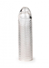 Прозрачная закрытая насадка на пенис с ребрышками - 16 см. - Sex Expert - в Нижнем Новгороде купить с доставкой