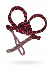 Черно-красные наручники-оковы ’’Узел-омега’’ из хлопковой веревки - Pecado - купить с доставкой в Нижнем Новгороде